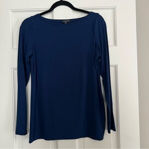 Eileen Fisher Navy Long Sleeve Layering Tee - Petite Medium - Preowned EUC